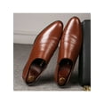 thumbnail image 4 of Fangasis Men Dress Shoes Glossy Oxfords Wingtips Brogues Work Fashion Leather Shoe Brown Net 6.5, 4 of 7