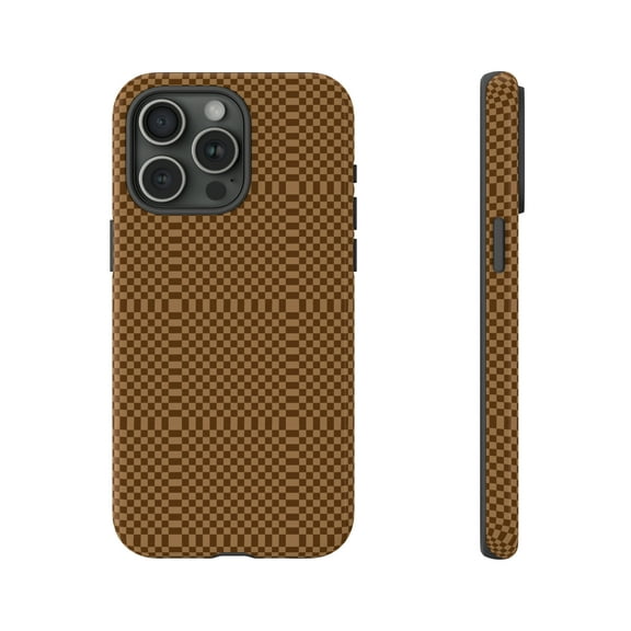 Brown Checkered Shape Tough iPhone 15 Case-iPhone 14-iPhone Case-iPhone