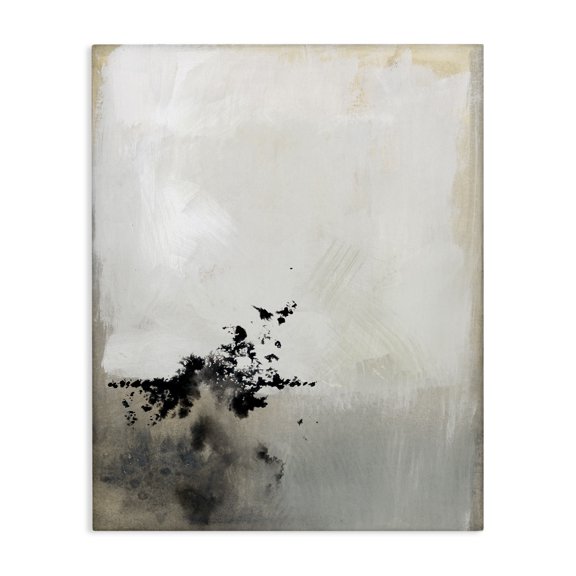 Stupell Industries Contemporary Minimal Neutral Abstract Black Splatter Canvas Art, 16 x 20, by Victoria Barnes