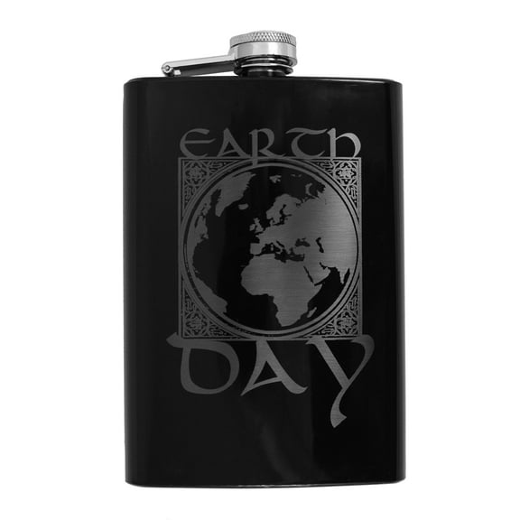 8oz BLACK Earth Day East Flask L1