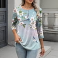 thumbnail image 2 of Fewfanhot Womens Casual Tops 2026 Blouse Crewneck Pleated Tunic Tops 3/4 Sleeve Dressy Casual Shirts Business Work Outfits, 2 of 7