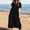 Black, variant on ZZwxWA Women's Summer Dress Notch V-Neck Midi Long Linen Dress A-Line Loose Casual Tunic Beach Dresses Solid Plus Size Sundress S-5XL