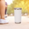 thumbnail image 3 of Vaso aislado al vacío de acero inoxidable, taza de viaje, taza de café con agua, pared doble con tapa de 20 para bebidas aire libre en blanco Sunnimix Vaso aislado al vacío, 3 of 8