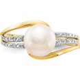 thumbnail image 5 of 14K Yellow Gold Diamond And Fw Cultured Pearl Ring (Size 7) Made In India y11652aa, 5 of 5