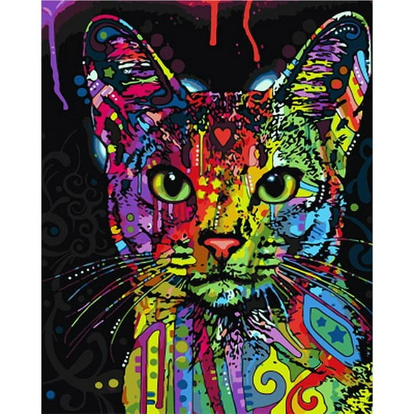 pitrice Colorful Cat Painting By Numbers Colorful Picture DIY Home Decor DIY Canvas Oil Painting For Home Living Room No Frame