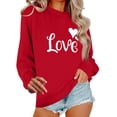 thumbnail image 2 of NexTorq Love Sweatshirt - Valentines Sweatshirt for Women Funny Love Heart Printed Shirts Casual Valentine Long Sleeve Crew Neck Pullover Tops J6-Red S, 2 of 7