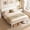 White, variant on Gymax Twin Size Wooden Platform Bed Frame w/Curved Headboard Solid Pine Wood Legs Walnut