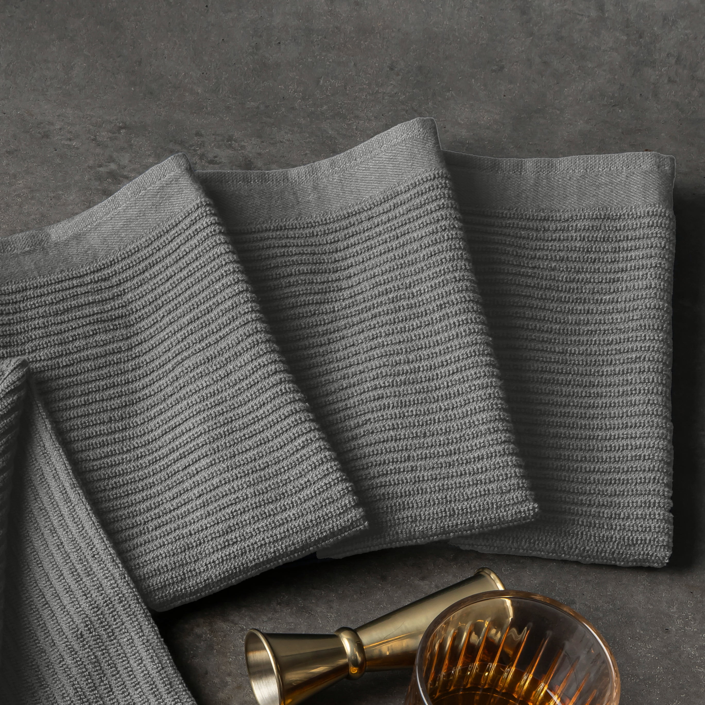 (3 pack) Thyme & Table Bar Mop Kitchen Towels, Gray, 4 Pack Set