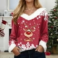 thumbnail image 5 of adviicd Ugly Christmas Sweaters for Women White Faux Fur Trim V Neck Sweatshirt Merry Christmas Sweater Funny Xmas Reindeer Shirt (Red, M), 5 of 7