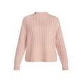 thumbnail image 6 of Time and Tru Women's Pointelle Mock Neck Sweater with Long Sleeves, Lightweight, Sizes, XS-XXXL, 6 of 6