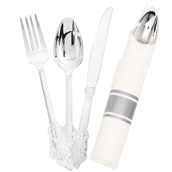 Raindrops Silver Fork Spoon Kit Tableware Supplies for Weddings Parties