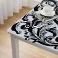 thumbnail image 5 of WYYP Swirls Leaves Black and White Square Tablecloth for Picnic Dining Kitchen Farmhouse 100% Polyester Fiber 40*40, 5 of 8