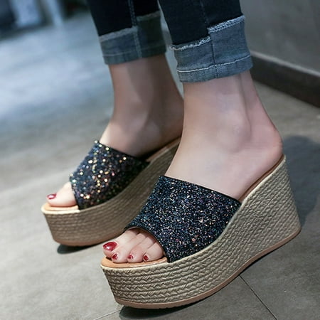 

YOTAMI Sandals for Women 2022 Outdoor Womens Flat Open Toe Thick Slip-on Comfortable Casual Shoe Roman Slipper Black