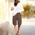 thumbnail image 6 of SwiftWear Women's Casual Wide Leg Cargo Shorts with Zipper Pockets Elastic Waistband Lose Lightweight Knee Length Shorts for Outdoor Daily Wear, 6 of 8