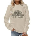 thumbnail image 1 of iTNHFP Chemises en Coton pour Femmes Mode Féminine Imprimé Lettre Ample Manches Longues Col Rond Chandail à Capuchon Léger, 1 of 4