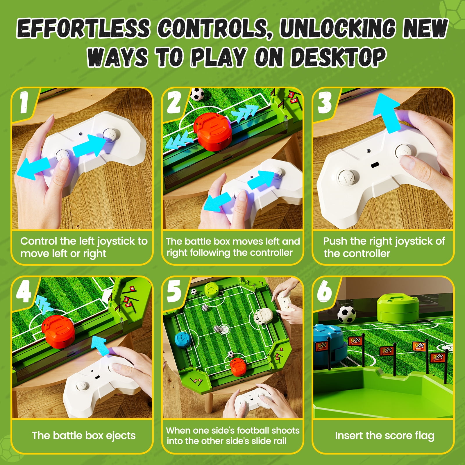 KNMDU Remote Control Foosball Table, 4-Player Sports Character Soccer Toy for Kids and Family, Ages 6+