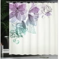 thumbnail image 4 of Ambesonne Flowers Shower Curtain, Buds Leaf Themed Print Art, 69"Wx70"L, Lilac Teal White, 4 of 5
