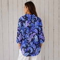thumbnail image 2 of Nyfairy Plus Size Women's Floral Embossed Print Long Sleeve Button Down Casual Shirt, 2 of 5