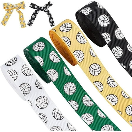 4 Colors Volleyball Ribbons 7/8 Inch Sports Ball Ribbon Grosgrain Polyester Ball Crafts Ribbons Sports Hair Ribbon