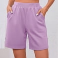 thumbnail image 5 of Bloomae Womens Yoga Shorts Loose Comfy Stretchy Lounge Bermuda Shorts Lightweight Side Slit Athletic Work Business Short Pants with Pockets, 5 of 10