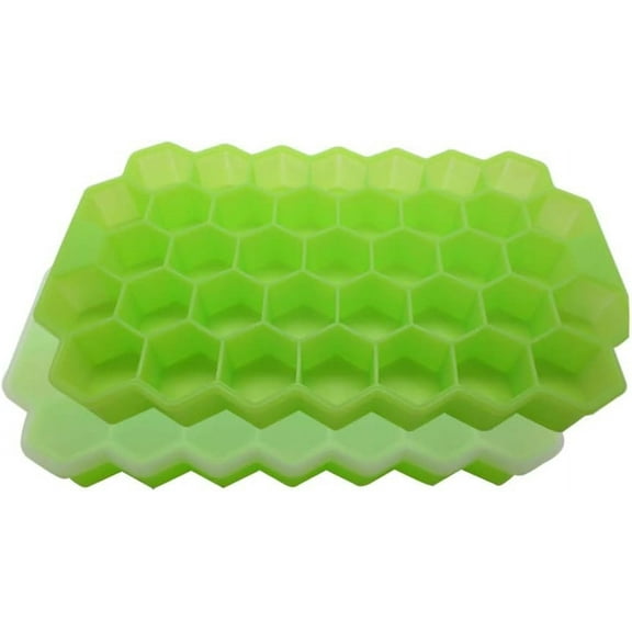 Honeycomb Silicone Ice Tray with Lid – Fun-Shaped Freezer Mold for Cocktails & Drinks – Stackable, BPA-Free & Odor-Resistant – Green, 2 Pack