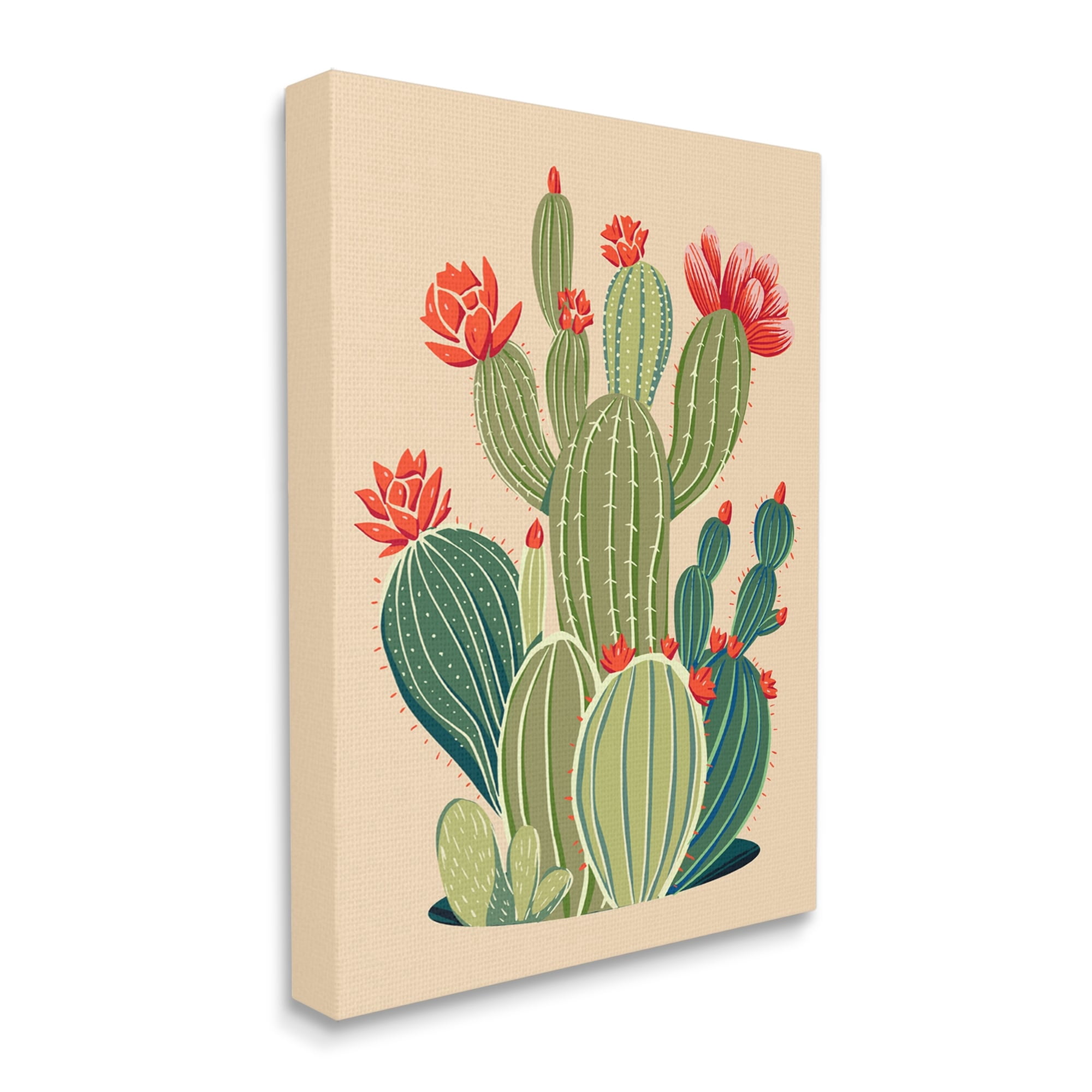 Stupell Industries Whimsical Cactus Flower Vegetation Botanical & Floral Painting Gallery Wrapped Canvas Print Wall Art