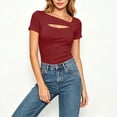 thumbnail image 5 of Posijego Going out Tops for Women Crewneck Short Sleeve Summer Slim Classic T-Shirts Trendy Casual Shirts for Women, 5 of 7