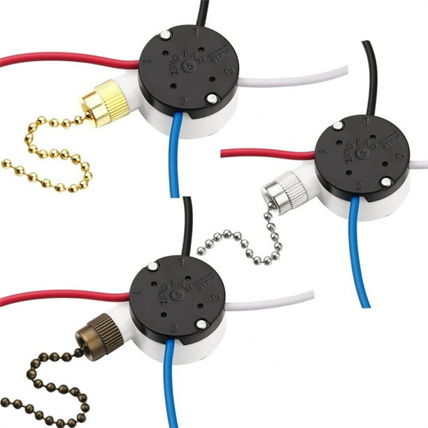 3 Pcs Ze208S E89885 3 Speed 4 Wire Pull Chain Switch Ceiling Fan Light