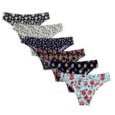 

Sayhi Breathable Thong Silk Ice Seamless Ladies Printing One-piece Panties Cow Lingerie