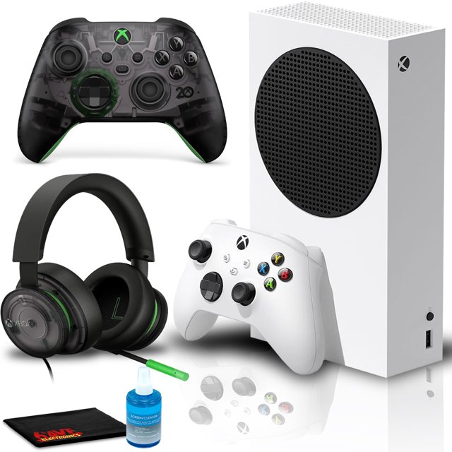 Microsoft Consola de Juegos Xbox Series con Controlador Inalámbrico Xbox (20.º Aniversario), Auriculares Estéreo Inalámbricos (20.º Aniversario) y Kit de Limpieza 6Ave