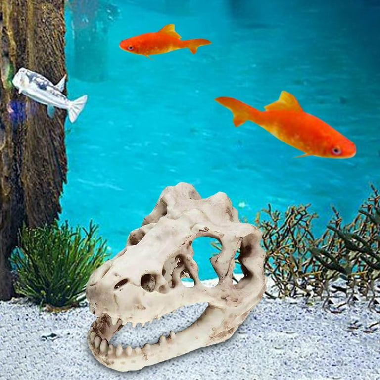 Aquarium Decoration Skeleton Hole Resin Artificial Dinosaur Ornament Fish Tank Small Skull Aquarium Decorations Cave Landscape