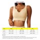 thumbnail image 4 of Sujetador de yoga sin costuras, con tiras, elástico, escote en forma de U, acanalado con copas extraíbles para correr, color beige L, 4 of 5