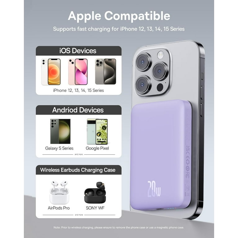 Baseus Magnetic Wireless Portable Charger, 5000mAh MagSafe Power