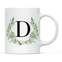 Koyal Wholesale Ceramic Coffee Mug, Garden Green Monogram Initial Letter D