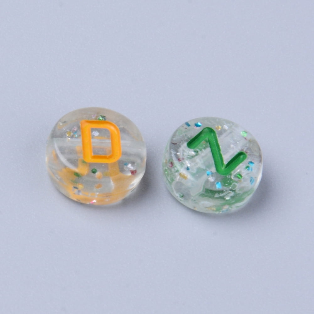 500 g Transparent Clear Acrylic Beads Flat Round with Random Letters Mixed Color 10x4.5mm Hole: 2mm about 1580pcs/500g