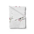 thumbnail image 2 of Spring Soft Flannel Fleece Throw Blanket, Tree Branches with Birds and Flowers Blossoming, Cozy Plush for Indoor and Outdoor Use, 70" x 90", Pale Fuchsia Grey, by Ambesonne, 2 of 5