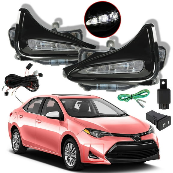 ALL-CARB Fog Lights Assembly Replacement for 2017 2018 2019 Toyota Corolla L LE XLE Clear Lens Bumper Fog Lamp Left Right Side (Passenger & Driver Side)