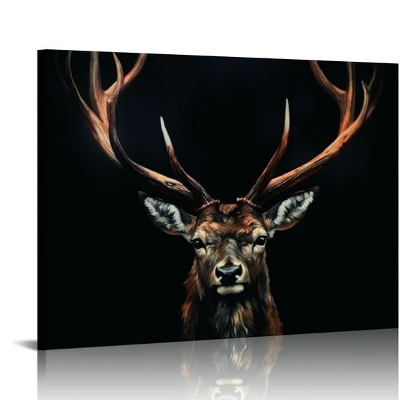 COMIO Deer Head Canvas Art Wild Animal Stag Modern Black Home Decor Print Poster Painting
