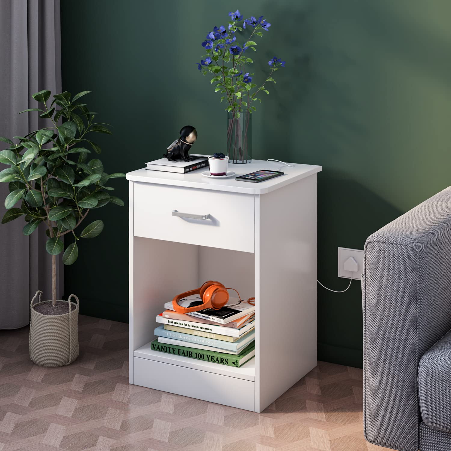 Homfa 2 Tier Nightstand with Drawer, End Table Sofa Side Table for