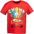 thumbnail image 2 of Disney Pixar Cars Lightning McQueen Toddler Boys Graphic T-Shirt Tank Top French Terry Shorts Set Red/Black 5T, 2 of 5