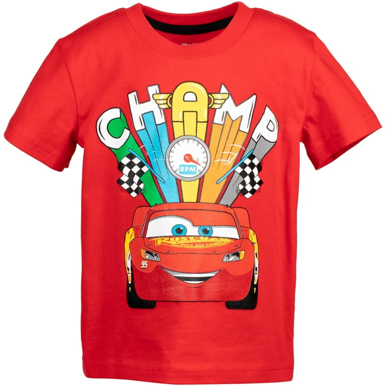 Disney Pixar Cars Lightning McQueen Toddler Boys Graphic T-Shirt Tank Top  French Terry Shorts Set Red/Black 4T