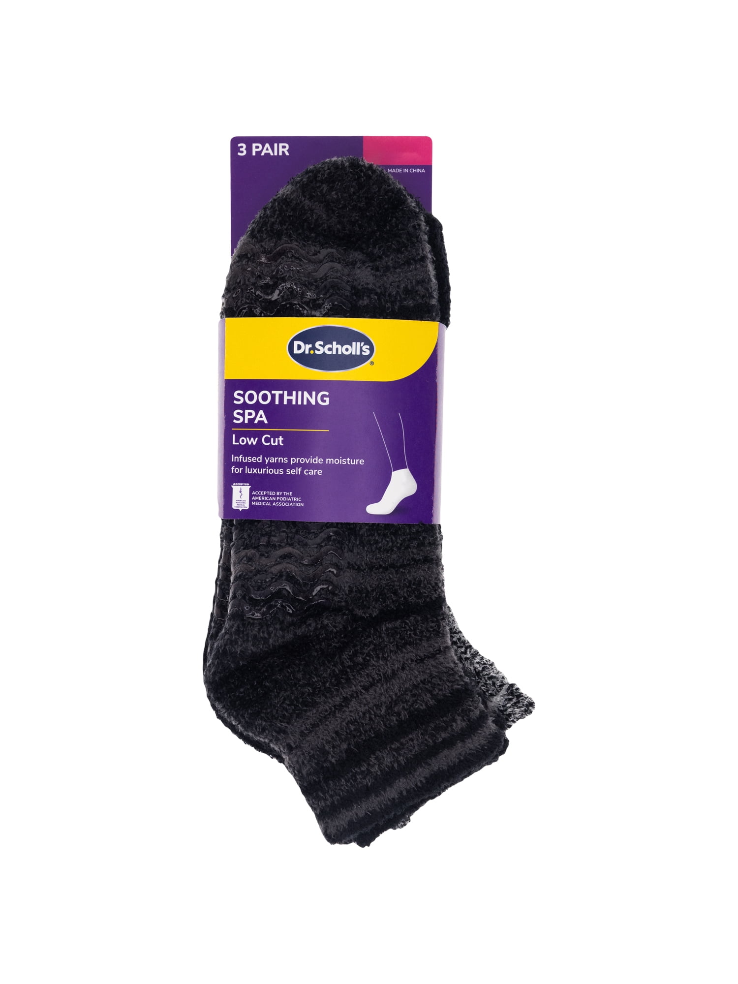 Dr. Scholl's Women's Lowcut Spa Gripper Socks, 3 Pack, Size 4-10
