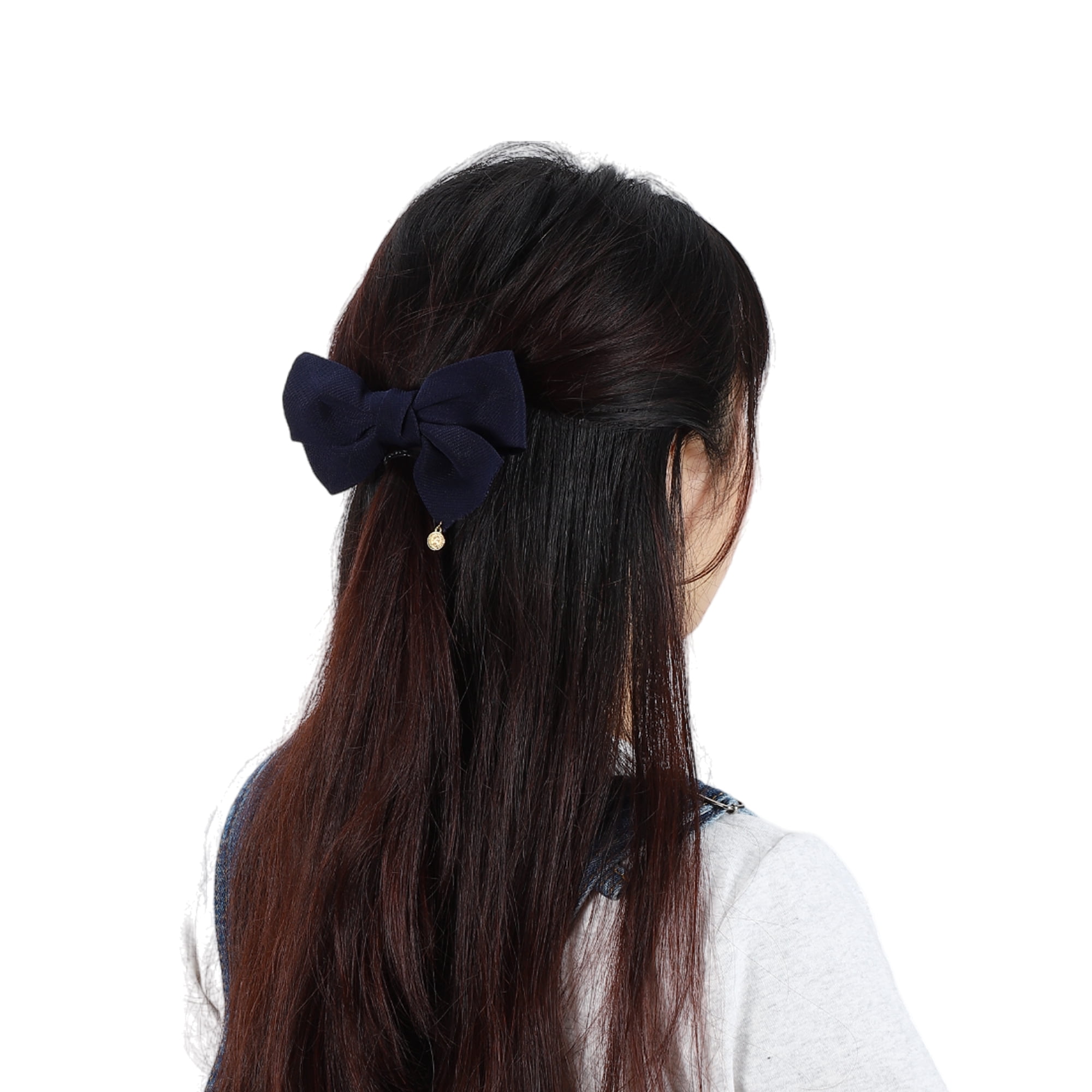 Unique Bargains Classic Bow Hair Clips Hairdo Clip Deep Blue