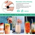 thumbnail image 2 of Sinvic Jumbo Smoothie and Milkshake Reusable Metal Straws, 12mm Wide for Boba, 8.5 Inch Long for 30oz Tumbler, Stainless Steel, 2 Straight and 2 Bent with 1 Cleaning Brush, 2 of 6