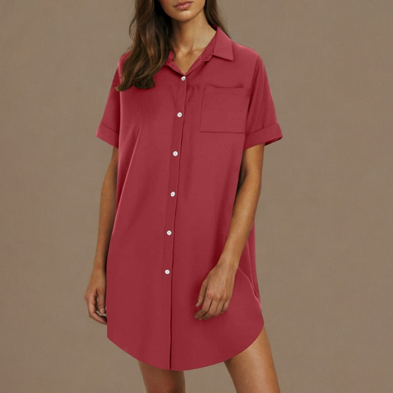 Linen V-Neck Dress Casual Summer Shift Dress with Pockets
