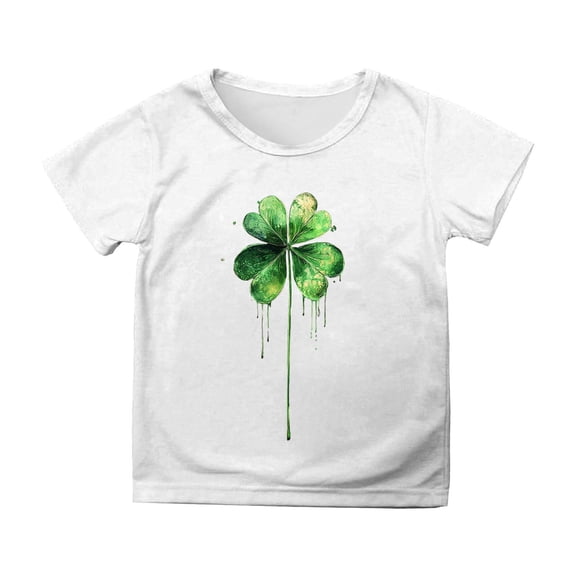 T Shirts for Girls St. Patrick's Shirts Tee Heart Print Crew Neck Irish Shamrock Shirt Irish Shirt Boys Shirts Size 8 14/16 Girls Clothes