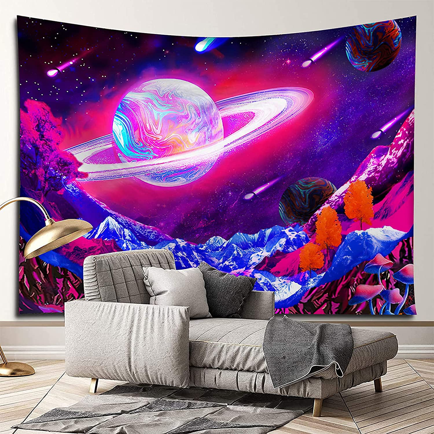 Galaxy Planet Tapestry Wall Hanging Psychedelic Space Tapestry Home Decor USA 