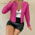 thumbnail image 5 of Scyoekwg Fall Jackets for Women Solid Color Trendy Open Front Sequin Short Blazer Jacket Loose Long Sleeve Fall Coats Lightweight Casual Outerwear(Hot Pink,XXL), 5 of 7