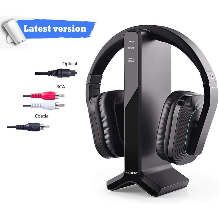 ARTISTE Wireless Headphones for TV Watching Listening Rechargeable Wireless  Headset with Charging Dock Transmitter Optical Fiber Output 100ft Range  Ideal Headset for Seniors 