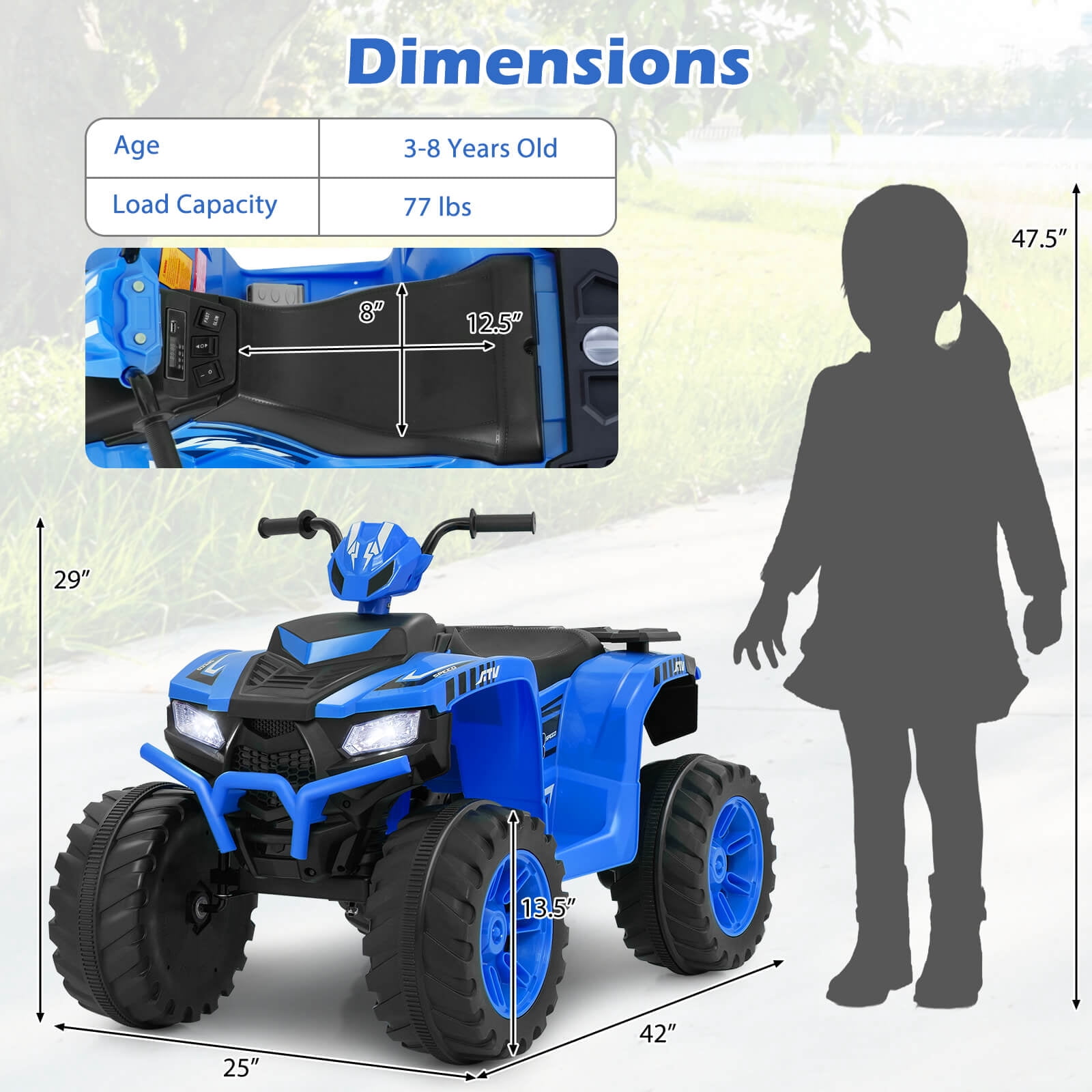 Infans 24V Kids Ride-On Electric ATV 4-Wheeler Quad Car with Wireless Connection